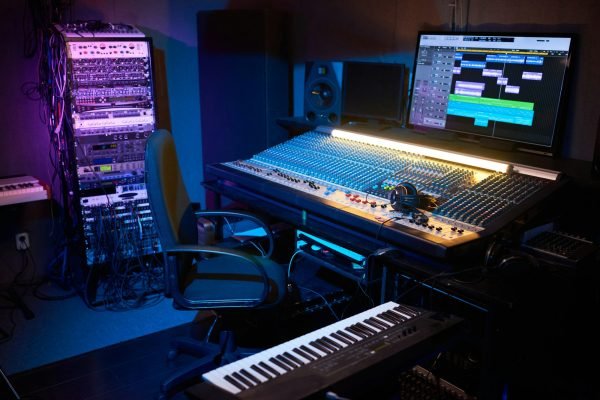 Modern recording studio with computer Modern recording studio with computer